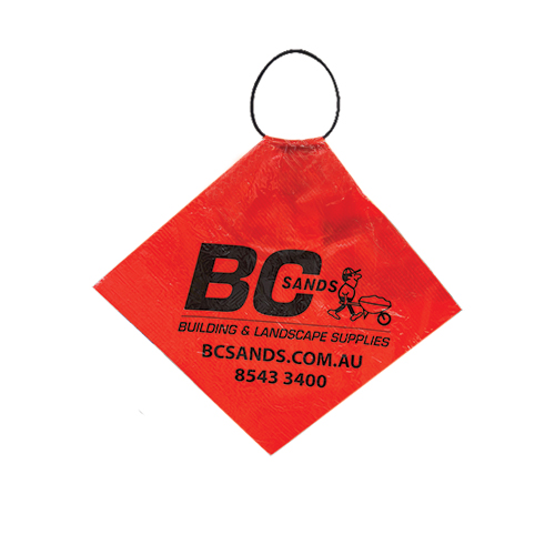 Safety Flags Orange HiViz BC Sands 30cm x 30cm with Elastic Loop